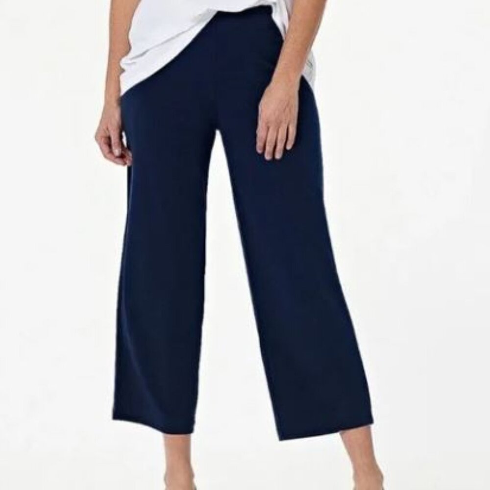 Susan Graver Liquid Knit Capri EUC Size XL Navy blue